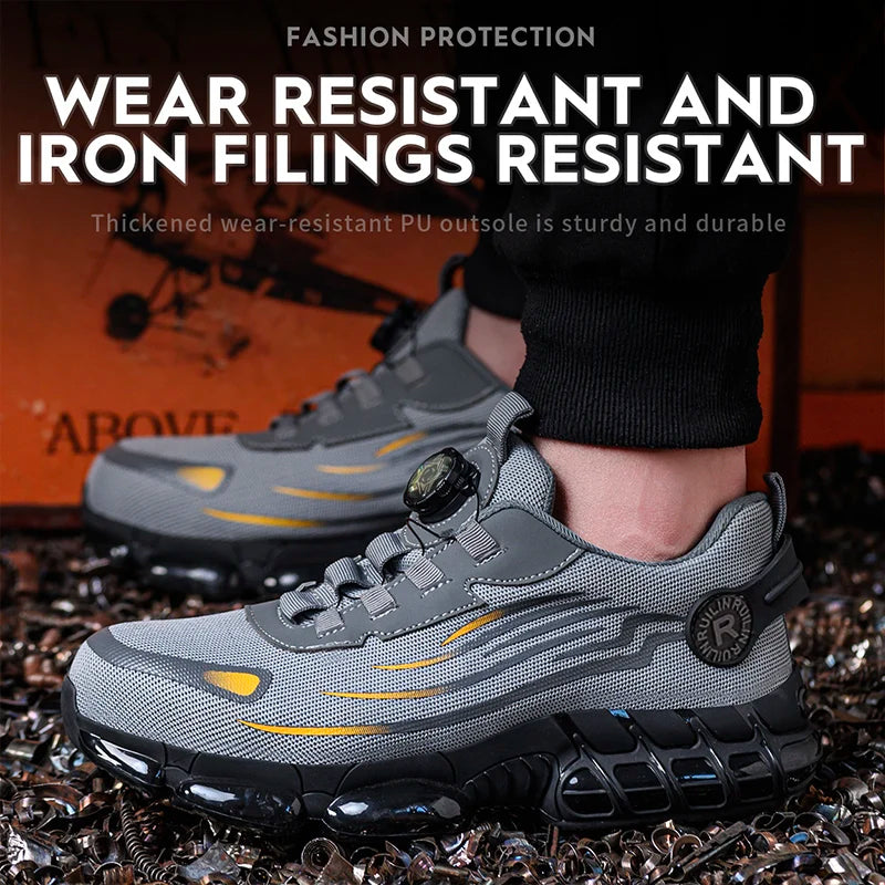 Indestructible Steel Toe Protective Safety Shoes Slip Resistant Abrasion Resistant Work Shoes Men Tough Comfortable Sneaker 