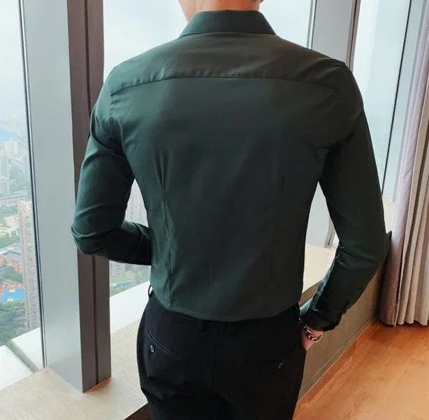 Male Shirts Long Sleeve Black Business Men's Shirt Asia New in Fashion 2024 Hipster Silk Cheap Things with Korean Style Regular