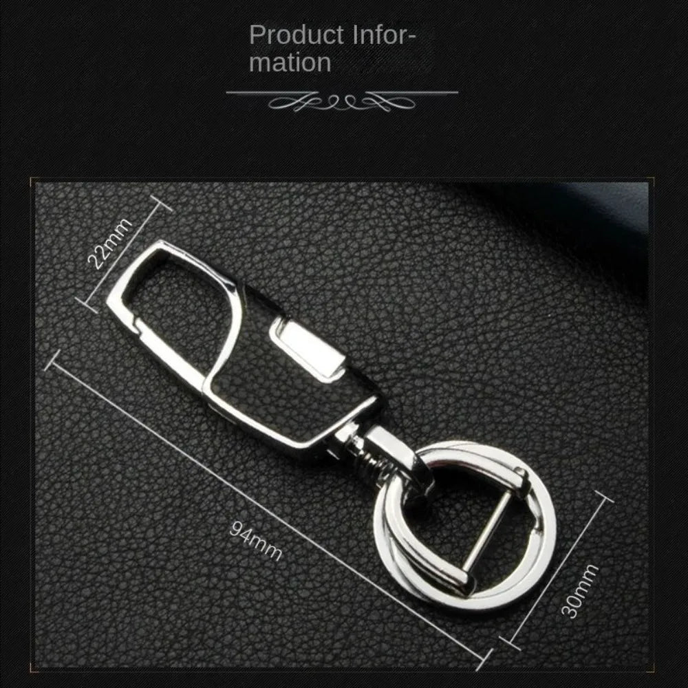 Key Ring Metal Car Keyring 360 Degrees Rotatable Leather Key Chain Simple Fashion Key Holder Rings Buckle Men