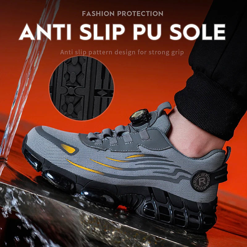 Indestructible Steel Toe Protective Safety Shoes Slip Resistant Abrasion Resistant Work Shoes Men Tough Comfortable Sneaker 