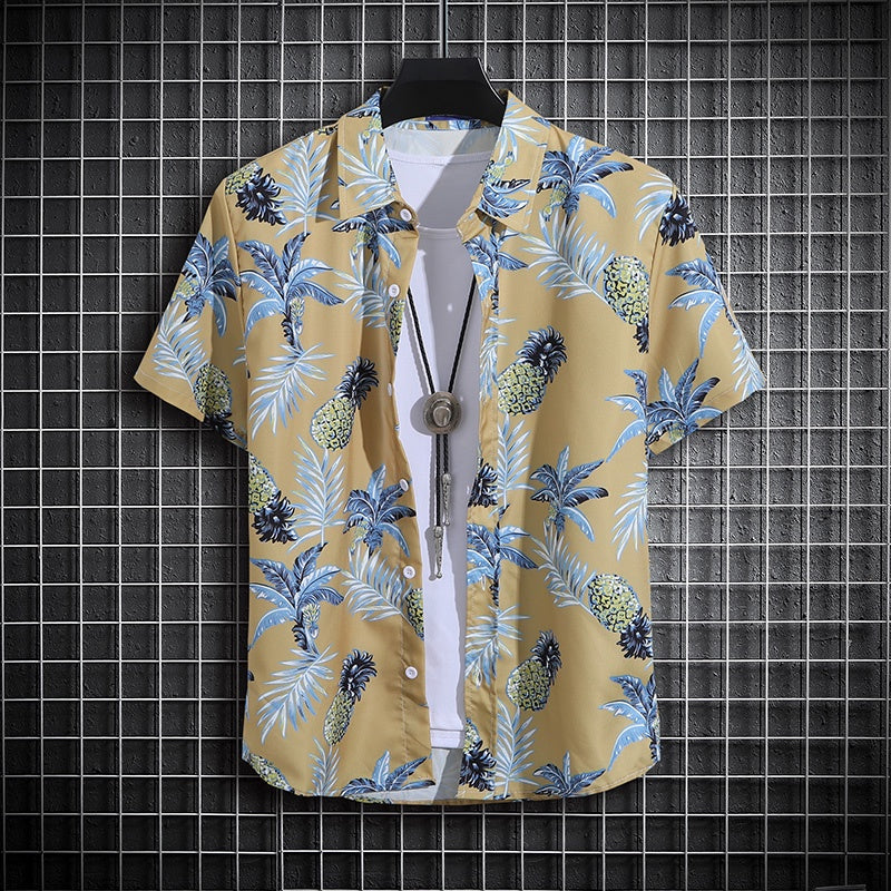 Men's Summer Short Sleeve Printed Shirt Thin Beach Shirt Men's Clothing Turtle Neck Polo Shirt for Men Casual Top