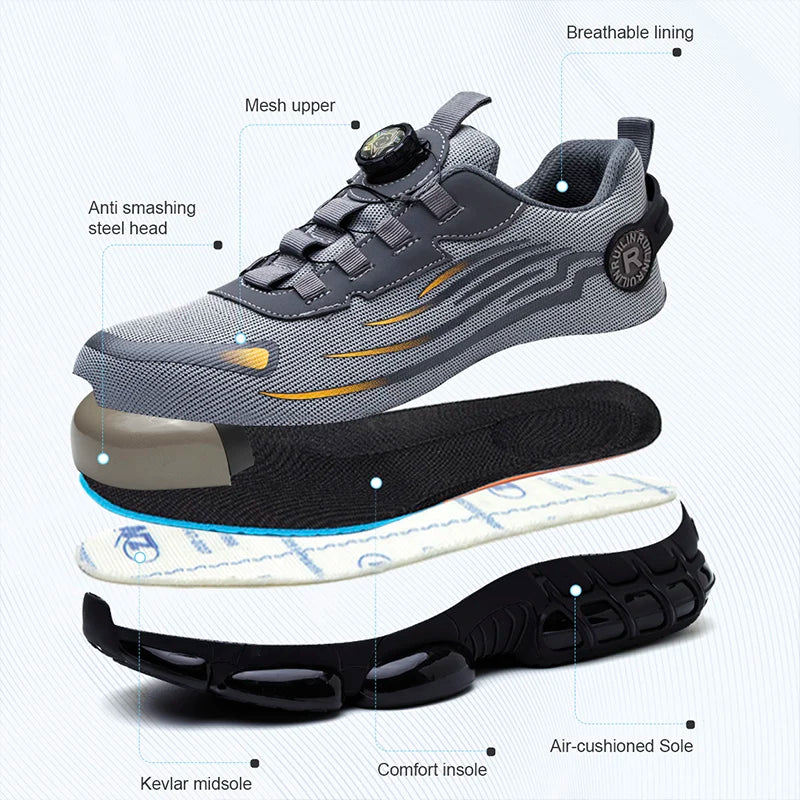 Indestructible Steel Toe Protective Safety Shoes Slip Resistant Abrasion Resistant Work Shoes Men Tough Comfortable Sneaker 