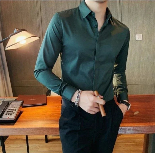 Male Shirts Long Sleeve Black Business Men's Shirt Asia New in Fashion 2024 Hipster Silk Cheap Things with Korean Style Regular
