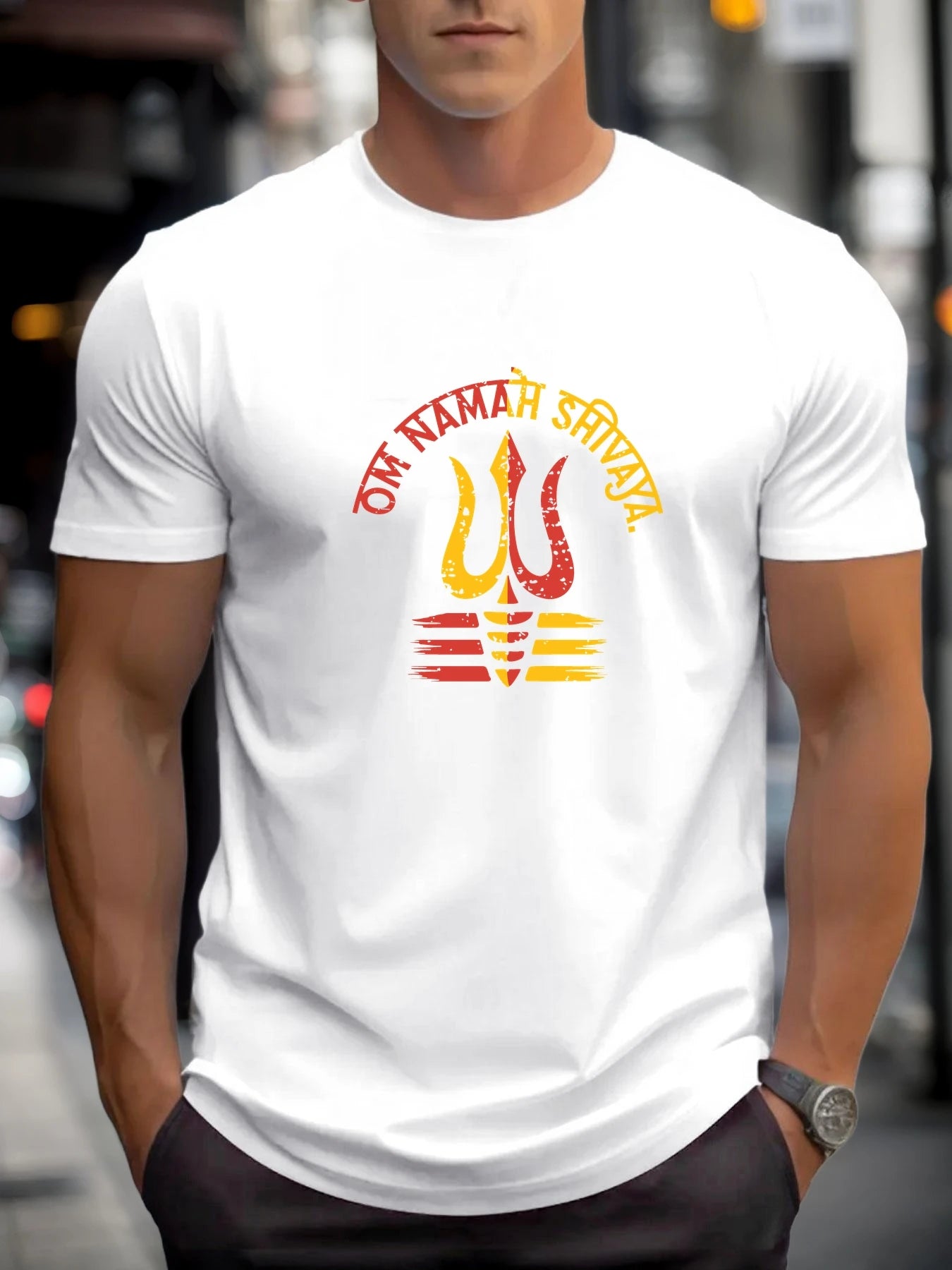 T Shirts For Men Shiva 100% Cotton Graphic Printing Summer Round Neck T-Shirt Casual Breathable Street Style Daily Top