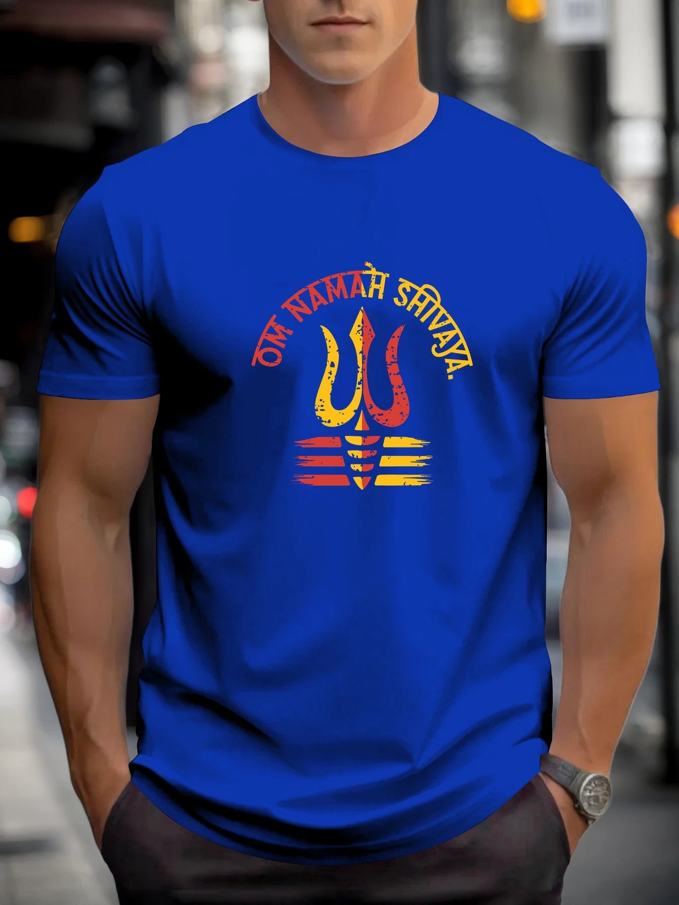 T Shirts For Men Shiva 100% Cotton Graphic Printing Summer Round Neck T-Shirt Casual Breathable Street Style Daily Top