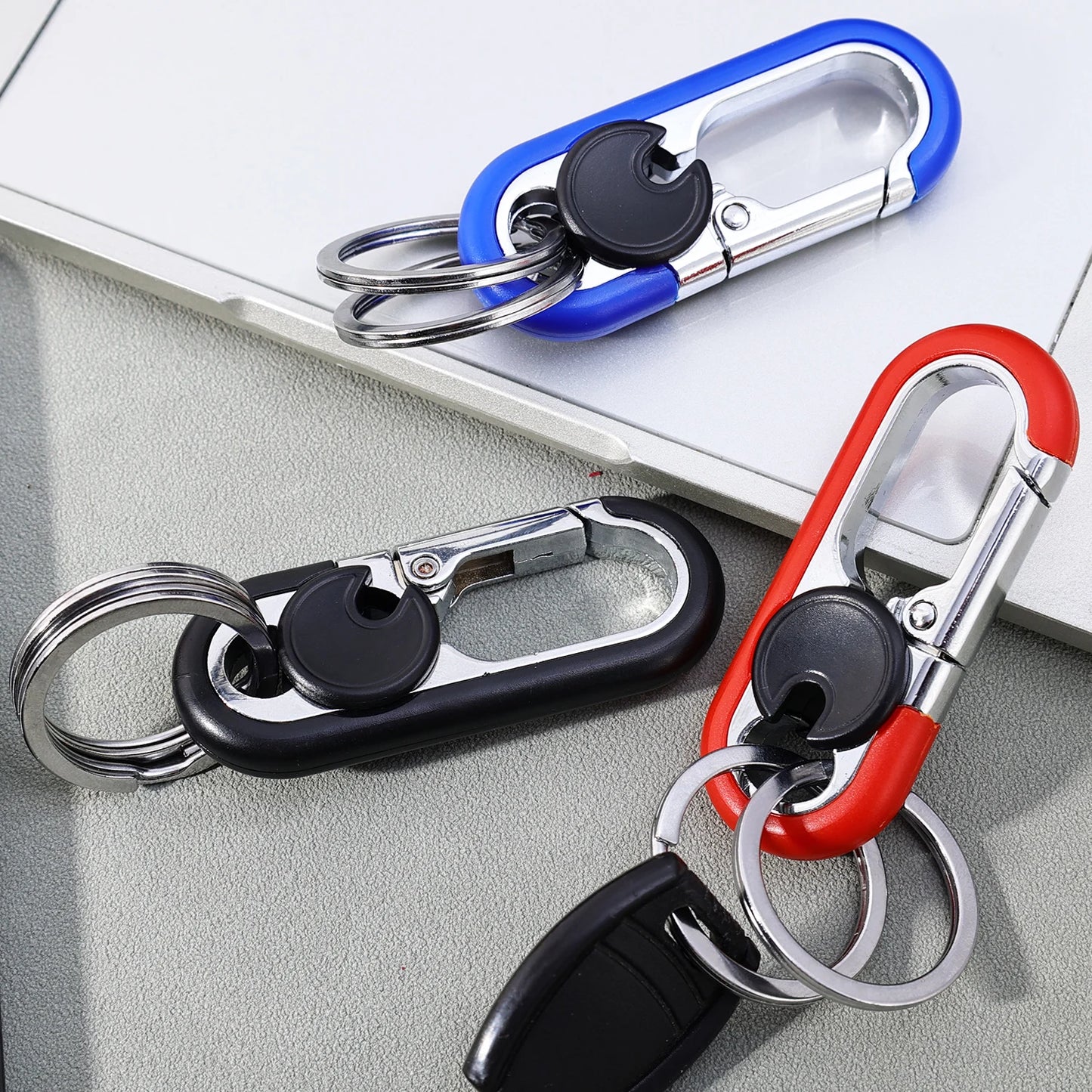 Double Ring Keychain Business Key Holder Men's Fashion Key Chain Gift Metal Key Buckle Car Styling Auto Car Accessories