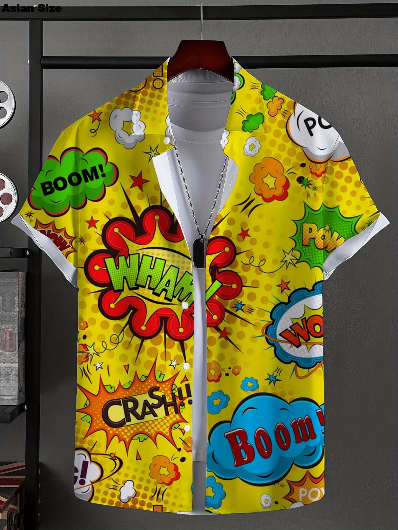 Men's Shirt Fashion Novel Graphic Tops Button Up Shirt Casual New Unisex Shirt Vacation Lapel Short Sleeves Shirt Graffiti Art