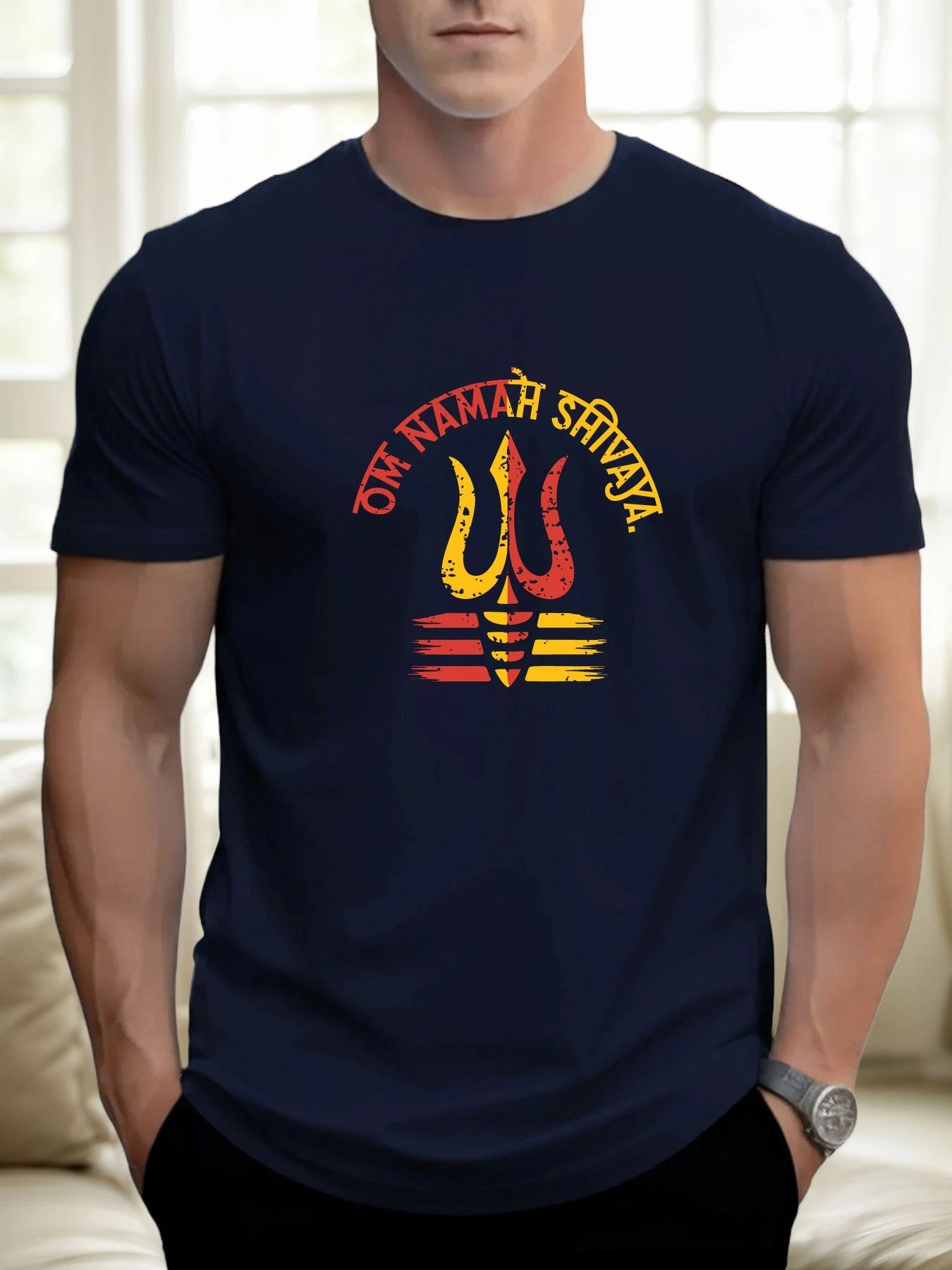T Shirts For Men Shiva 100% Cotton Graphic Printing Summer Round Neck T-Shirt Casual Breathable Street Style Daily Top