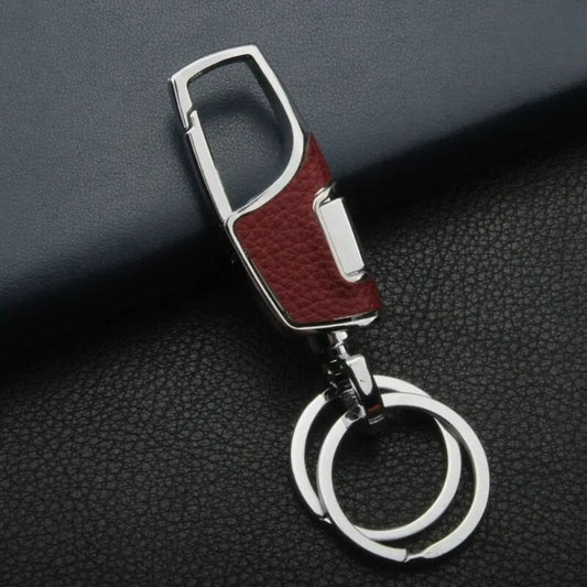 Key Ring Metal Car Keyring 360 Degrees Rotatable Leather Key Chain Simple Fashion Key Holder Rings Buckle Men