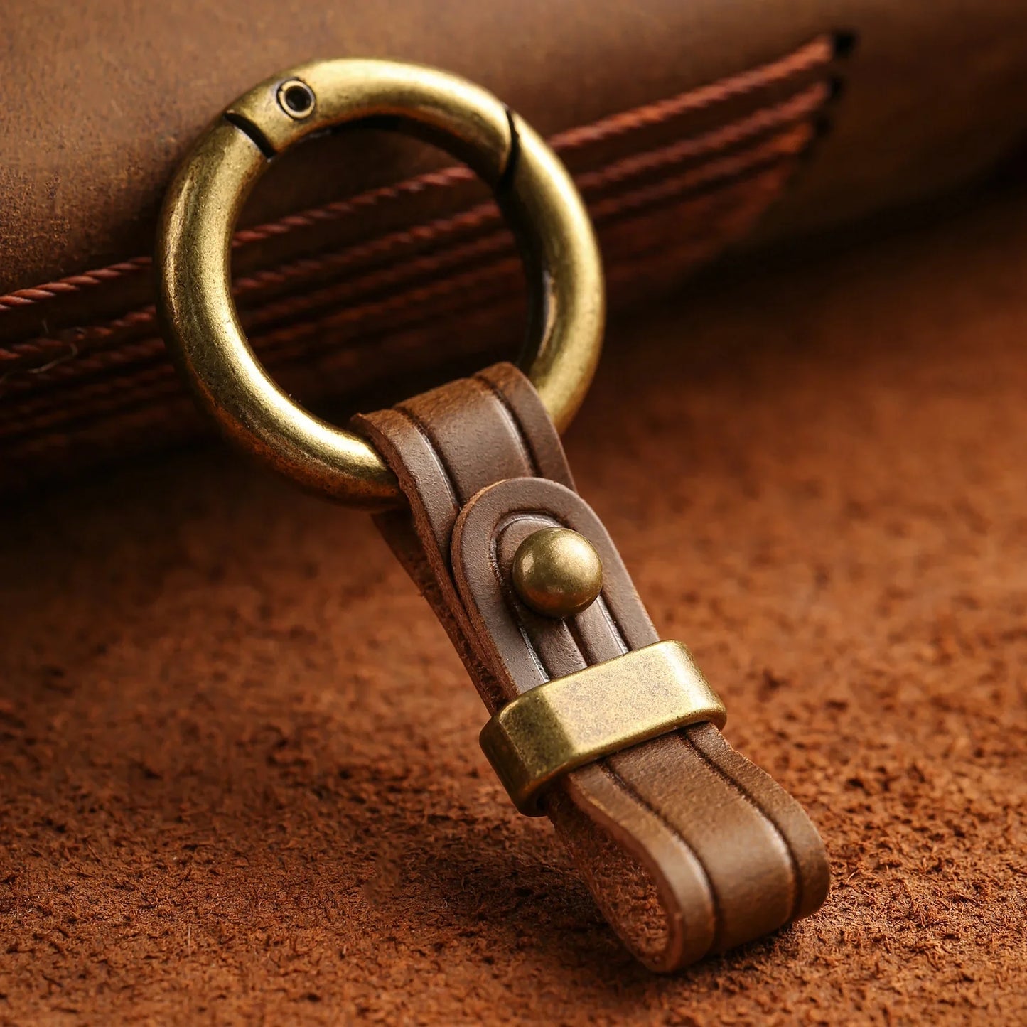 Universal Car Key Holder Ring | Anti-Loss Leather Strap for Jeans | Premium Genuine Leather & Alloy | Secure Clip for Car Keys