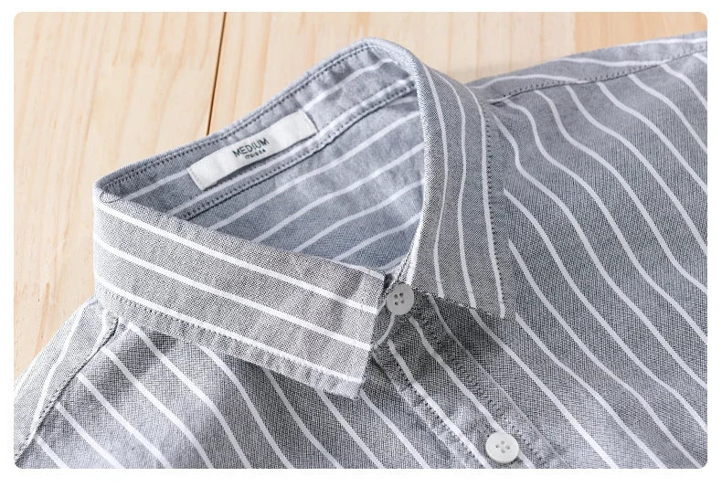Summer Business Casual Men's Striped Short Sleeve Shirt Fashion Bear Embroidered Loose Trend Male Simple Versatile Tops Shirt