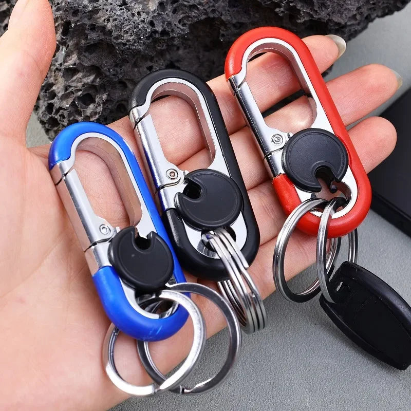 Double Ring Keychain Business Key Holder Men's Fashion Key Chain Gift Metal Key Buckle Car Styling Auto Car Accessories
