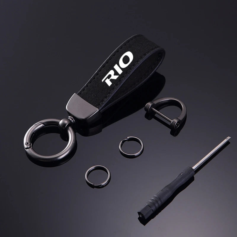 Car Key Chain Rings Metal Leather Keychain Exquisite Anti-lost Universal Keyring For KIA RIO 2 3 4 5 Xline x line Accessories