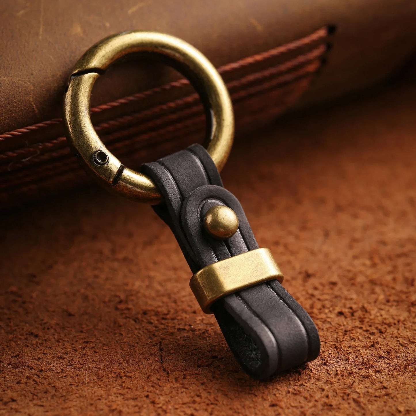 Universal Car Key Holder Ring | Anti-Loss Leather Strap for Jeans | Premium Genuine Leather & Alloy | Secure Clip for Car Keys