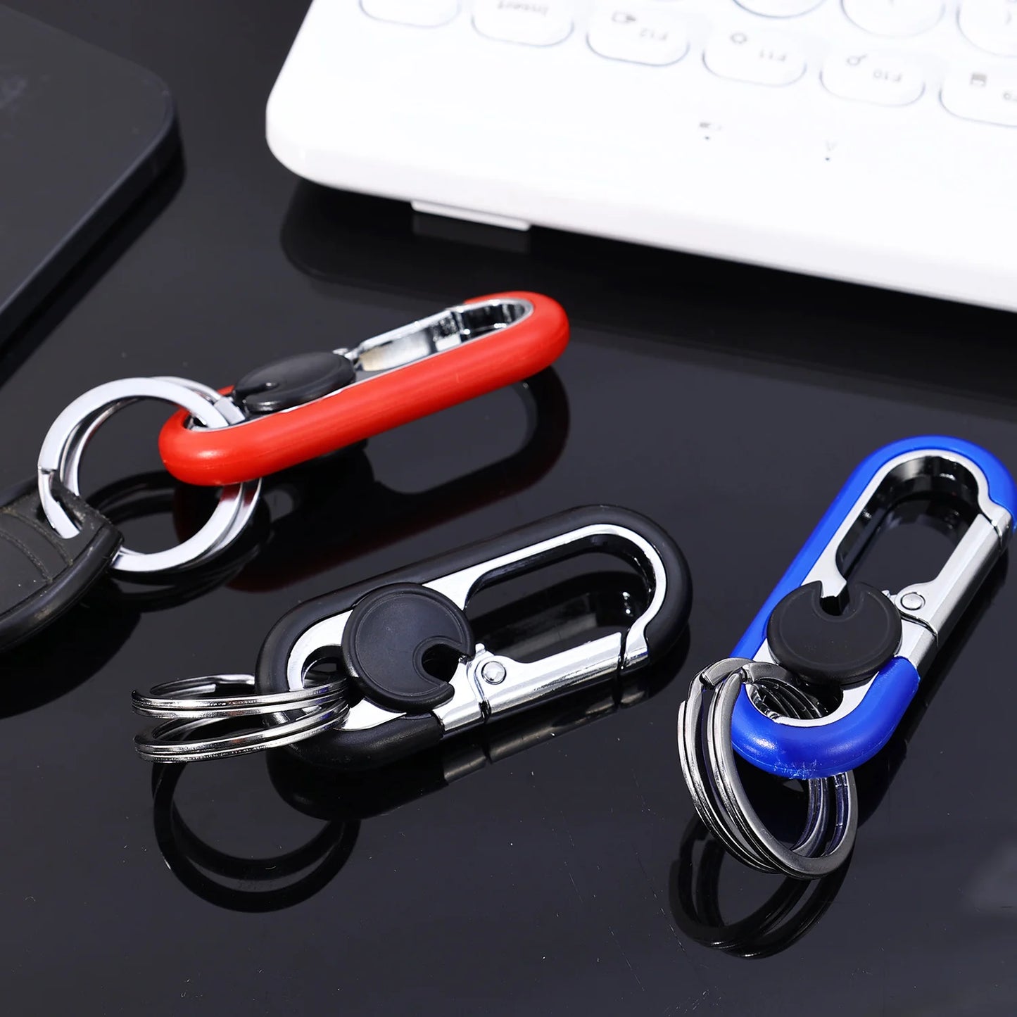Double Ring Keychain Business Key Holder Men's Fashion Key Chain Gift Metal Key Buckle Car Styling Auto Car Accessories