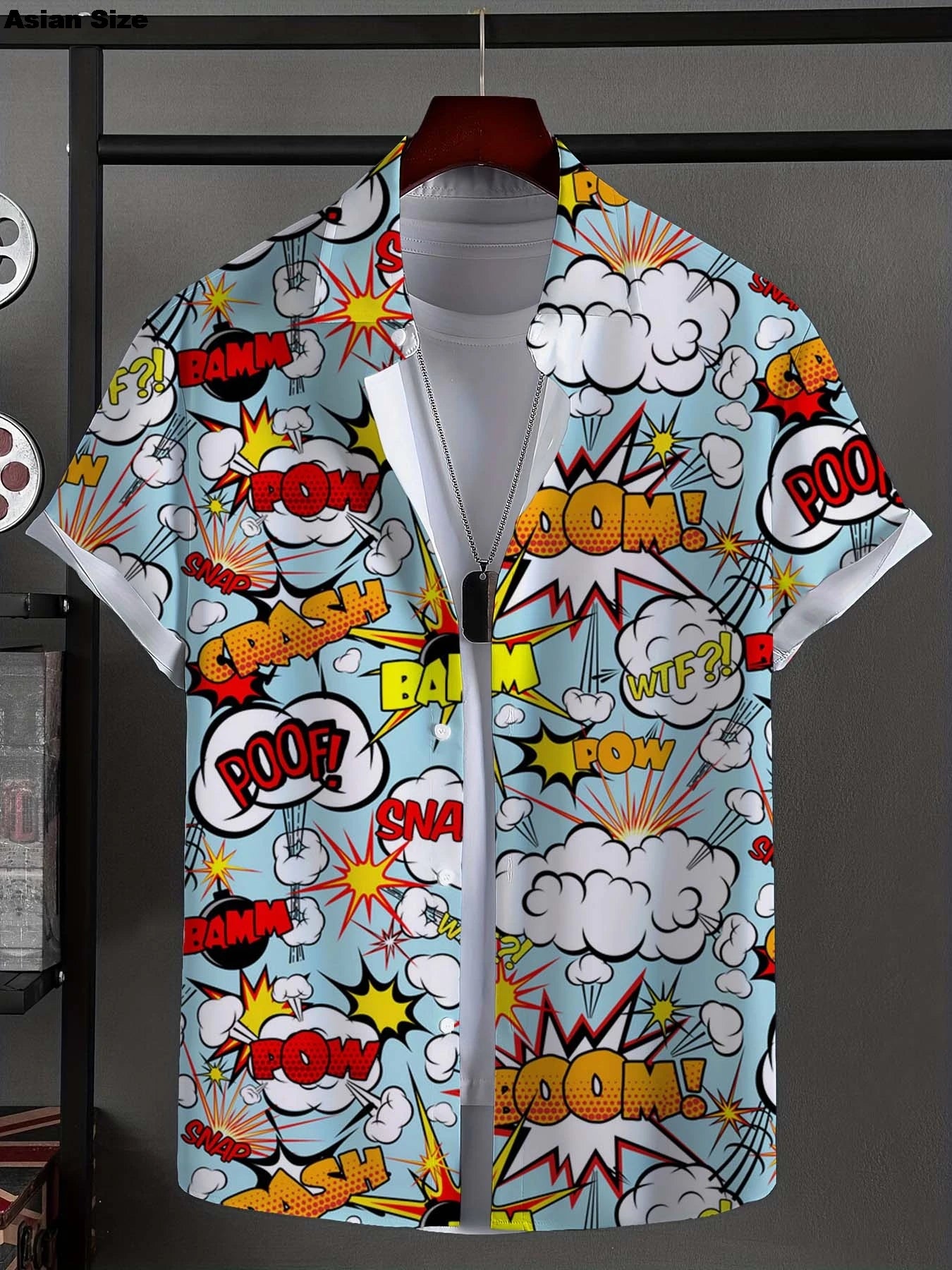 Men's Shirt Fashion Novel Graphic Tops Button Up Shirt Casual New Unisex Shirt Vacation Lapel Short Sleeves Shirt Graffiti Art