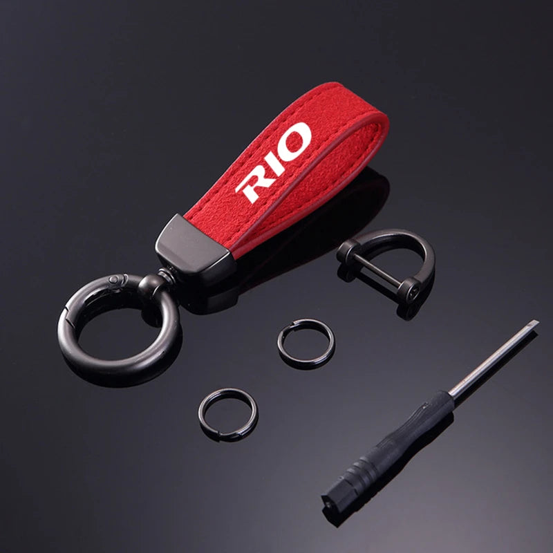 Car Key Chain Rings Metal Leather Keychain Exquisite Anti-lost Universal Keyring For KIA RIO 2 3 4 5 Xline x line Accessories