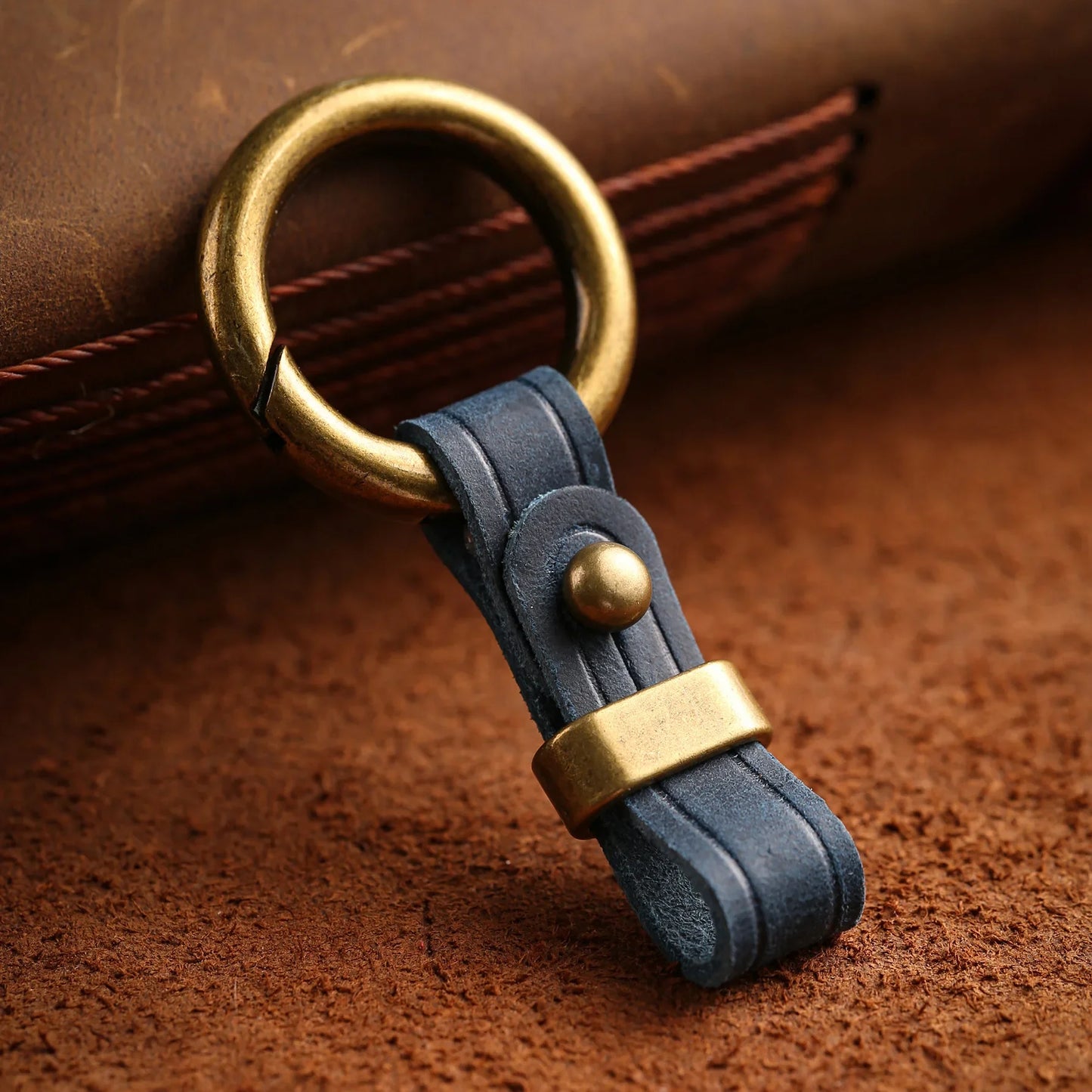 Universal Car Key Holder Ring | Anti-Loss Leather Strap for Jeans | Premium Genuine Leather & Alloy | Secure Clip for Car Keys