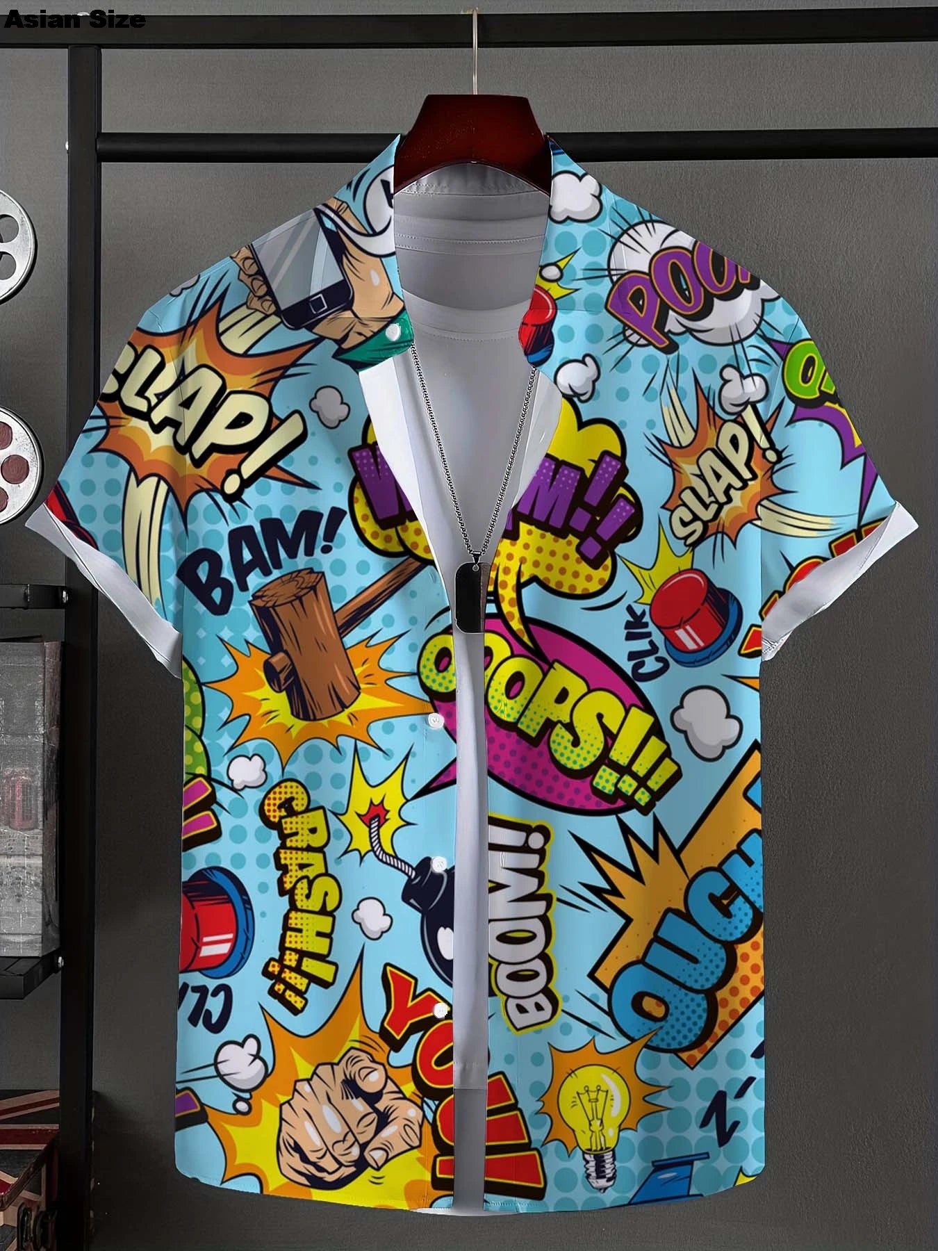 Men's Shirt Fashion Novel Graphic Tops Button Up Shirt Casual New Unisex Shirt Vacation Lapel Short Sleeves Shirt Graffiti Art