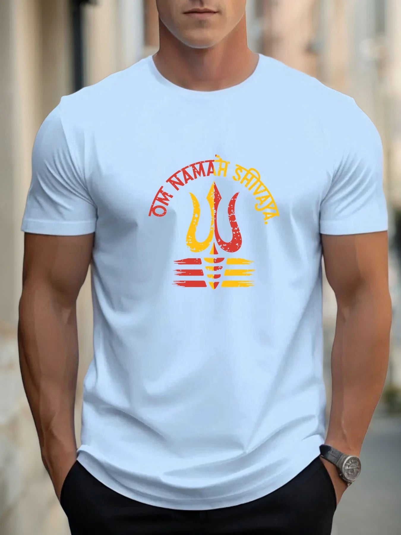 T Shirts For Men Shiva 100% Cotton Graphic Printing Summer Round Neck T-Shirt Casual Breathable Street Style Daily Top