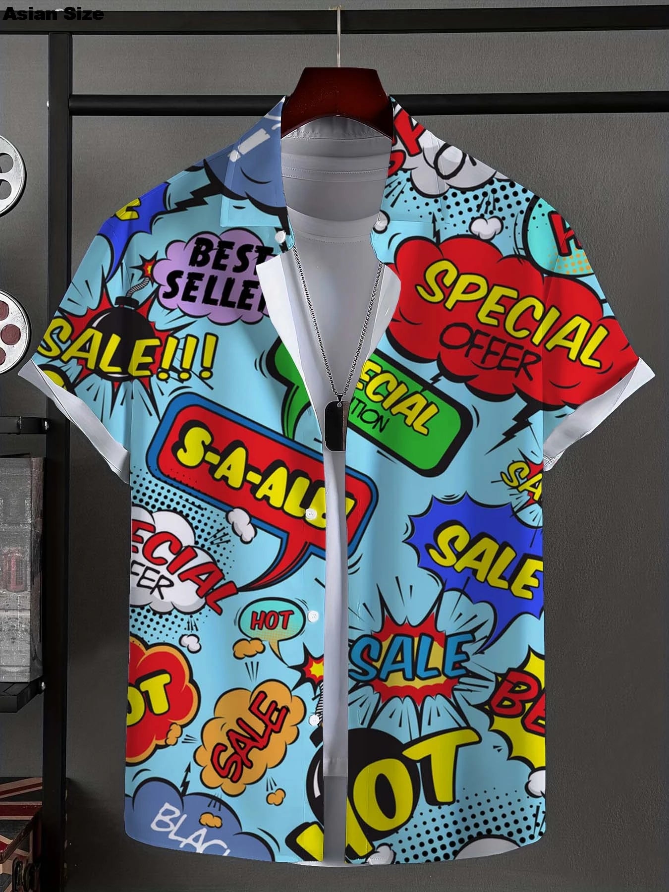 Men's Shirt Fashion Novel Graphic Tops Button Up Shirt Casual New Unisex Shirt Vacation Lapel Short Sleeves Shirt Graffiti Art