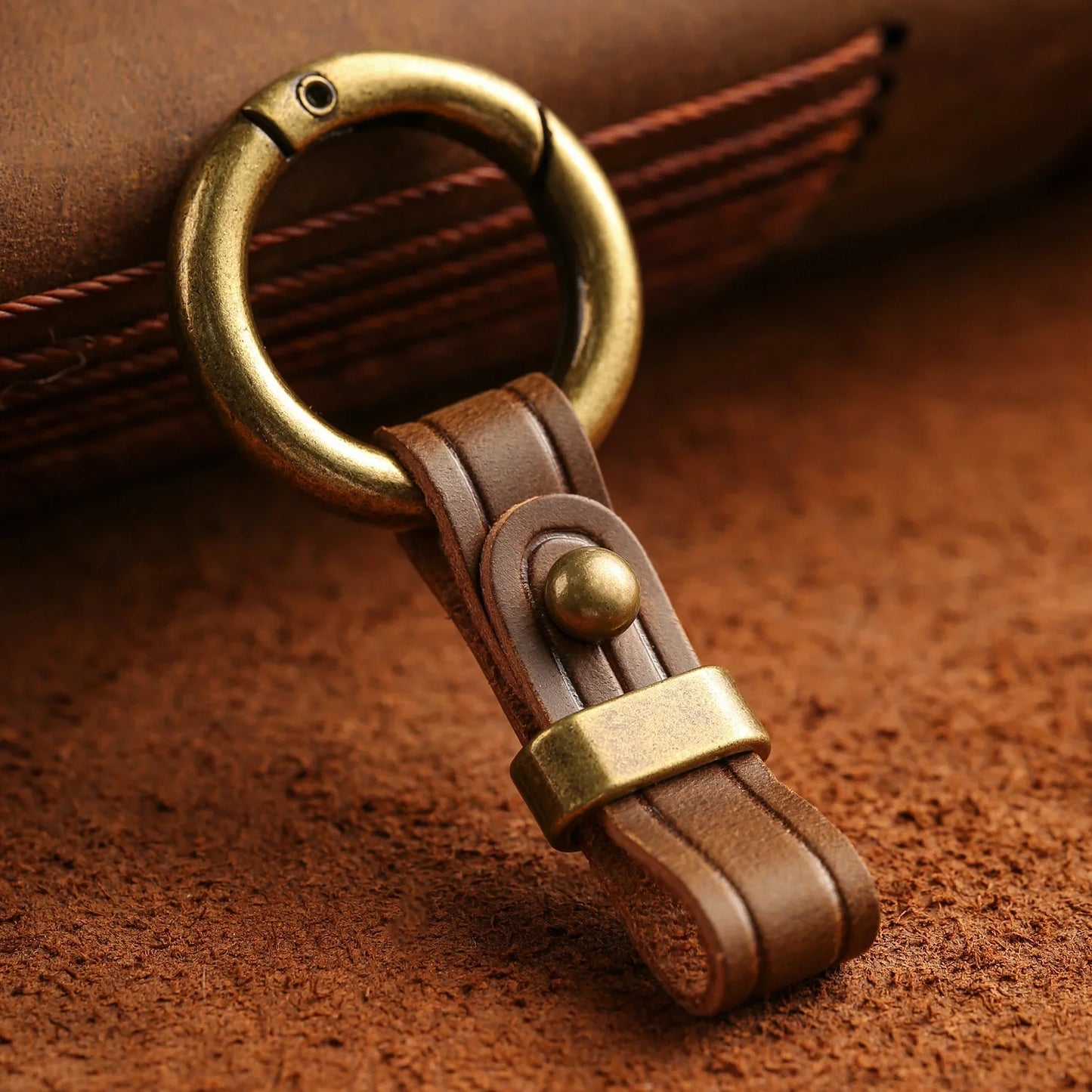 Universal Car Key Holder Ring | Anti-Loss Leather Strap for Jeans | Premium Genuine Leather & Alloy | Secure Clip for Car Keys