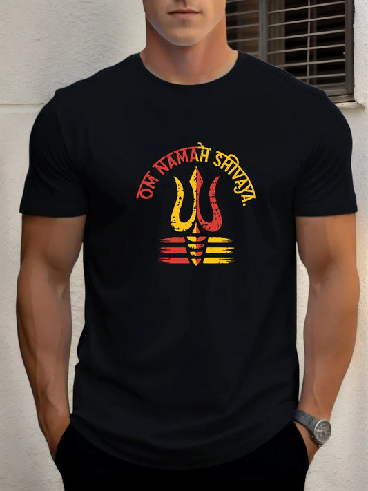 T Shirts For Men Shiva 100% Cotton Graphic Printing Summer Round Neck T-Shirt Casual Breathable Street Style Daily Top
