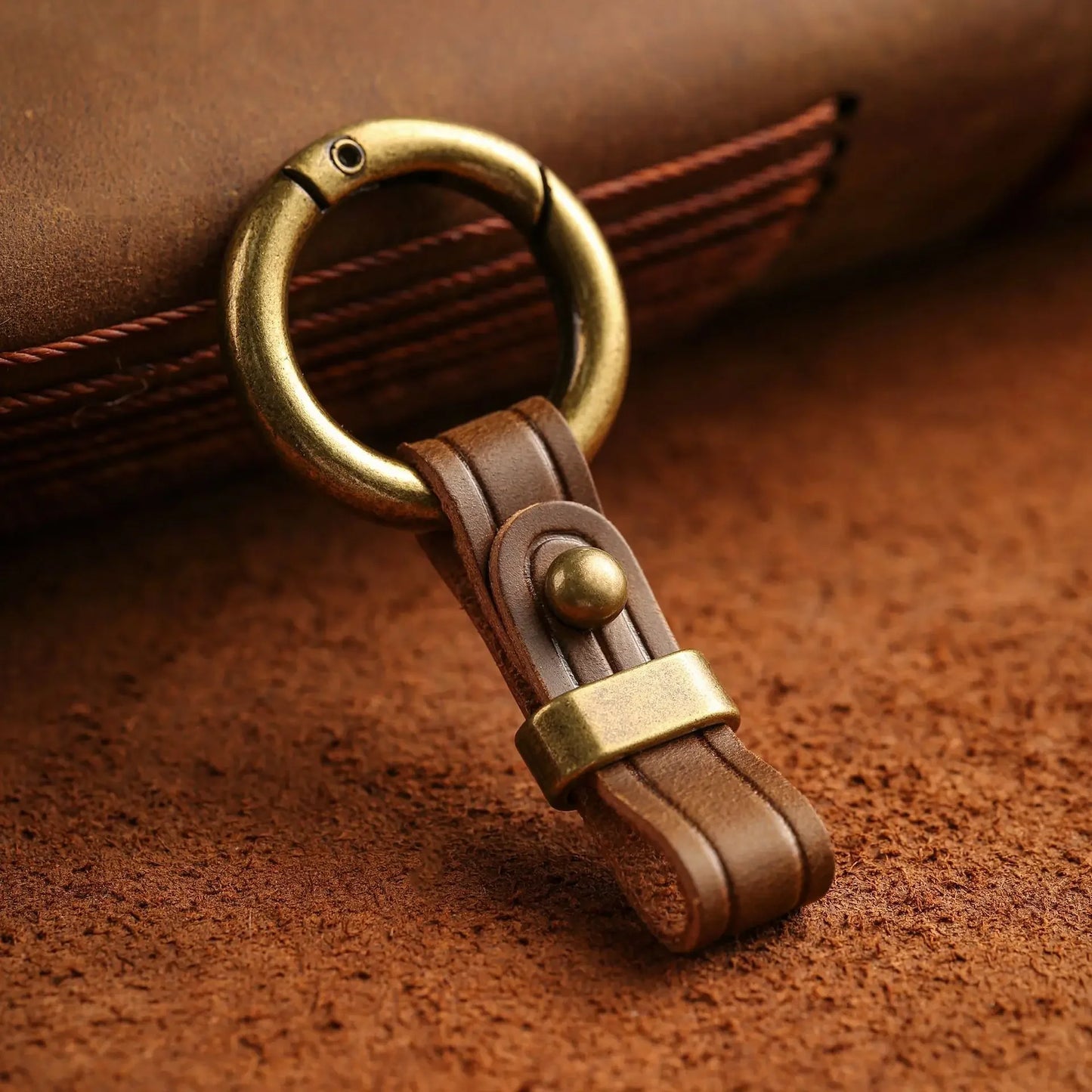 Universal Car Key Holder Ring | Anti-Loss Leather Strap for Jeans | Premium Genuine Leather & Alloy | Secure Clip for Car Keys