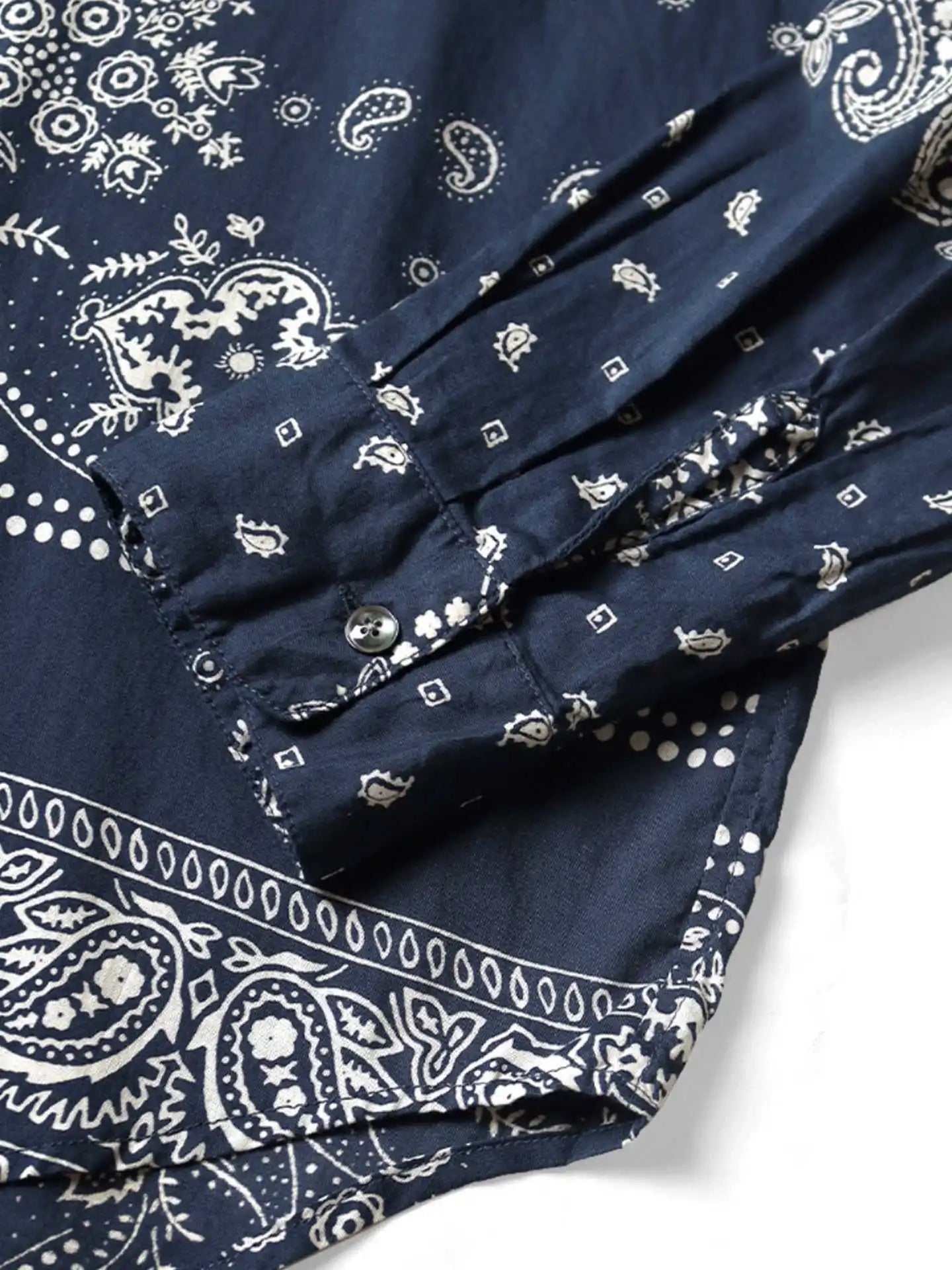 25SS KAPITAL Hirata and Hongri Casual Cashew Flower Breathable Lightweight Collared Loose Long Sleeved Shirt for Men