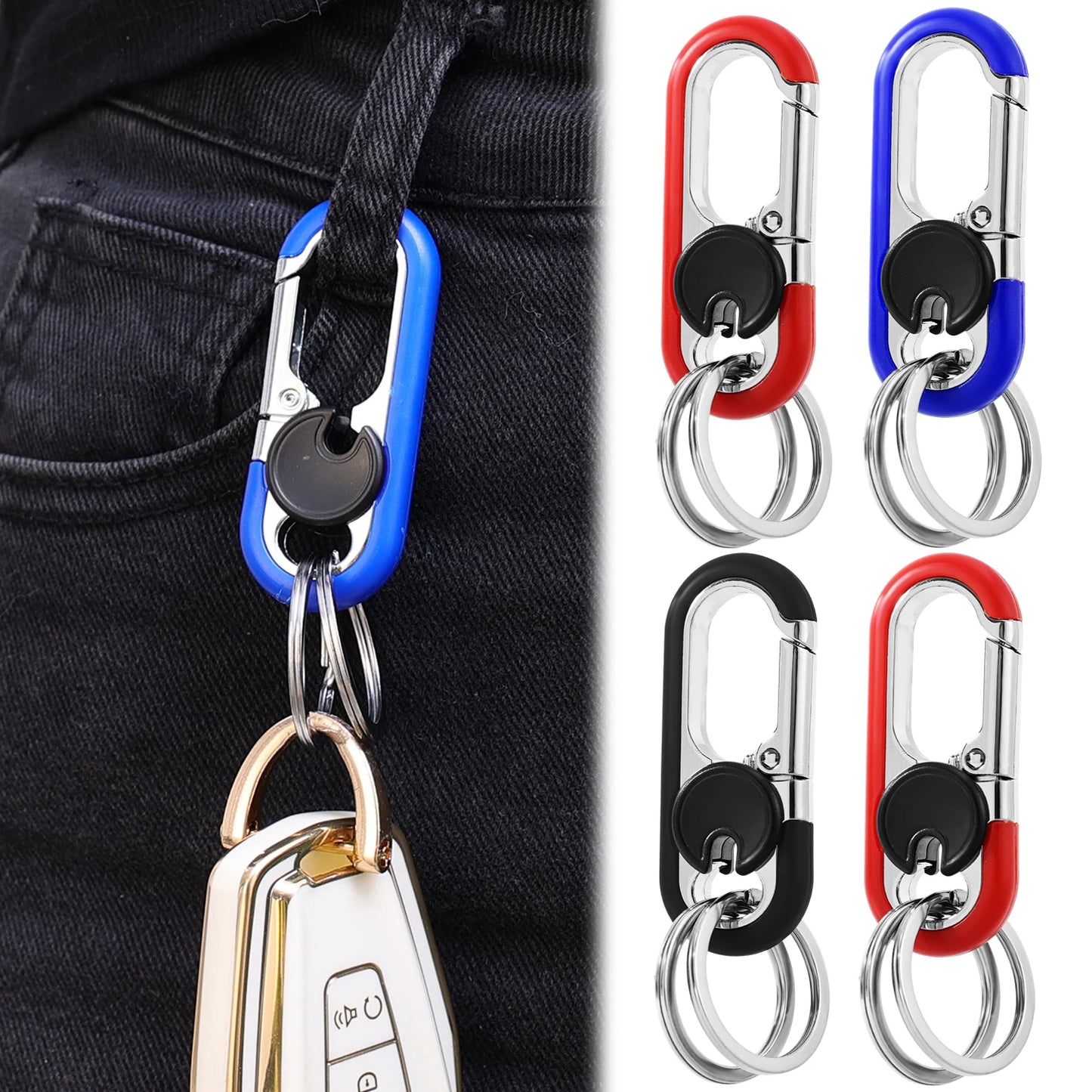 Double Ring Keychain Business Key Holder Men's Fashion Key Chain Gift Metal Key Buckle Car Styling Auto Car Accessories
